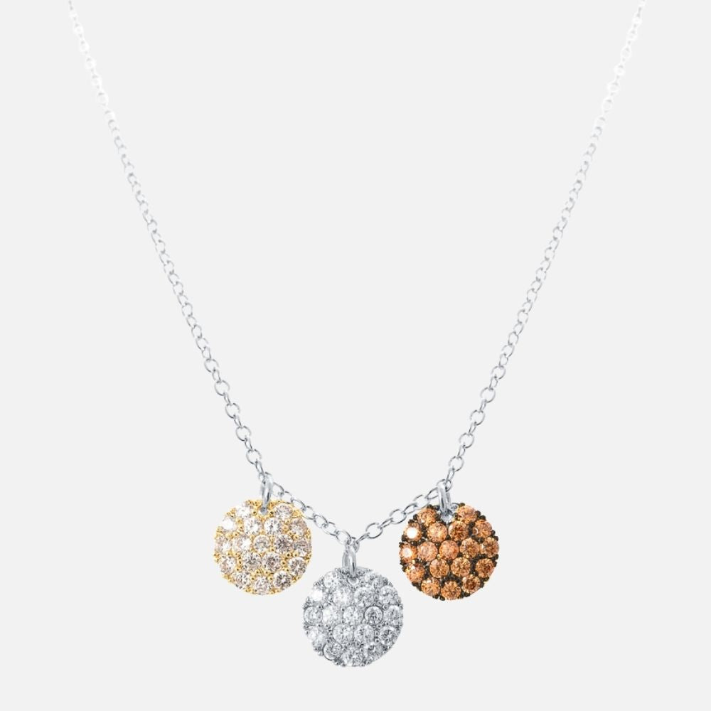 Tri-Color Pave Cluster Necklace