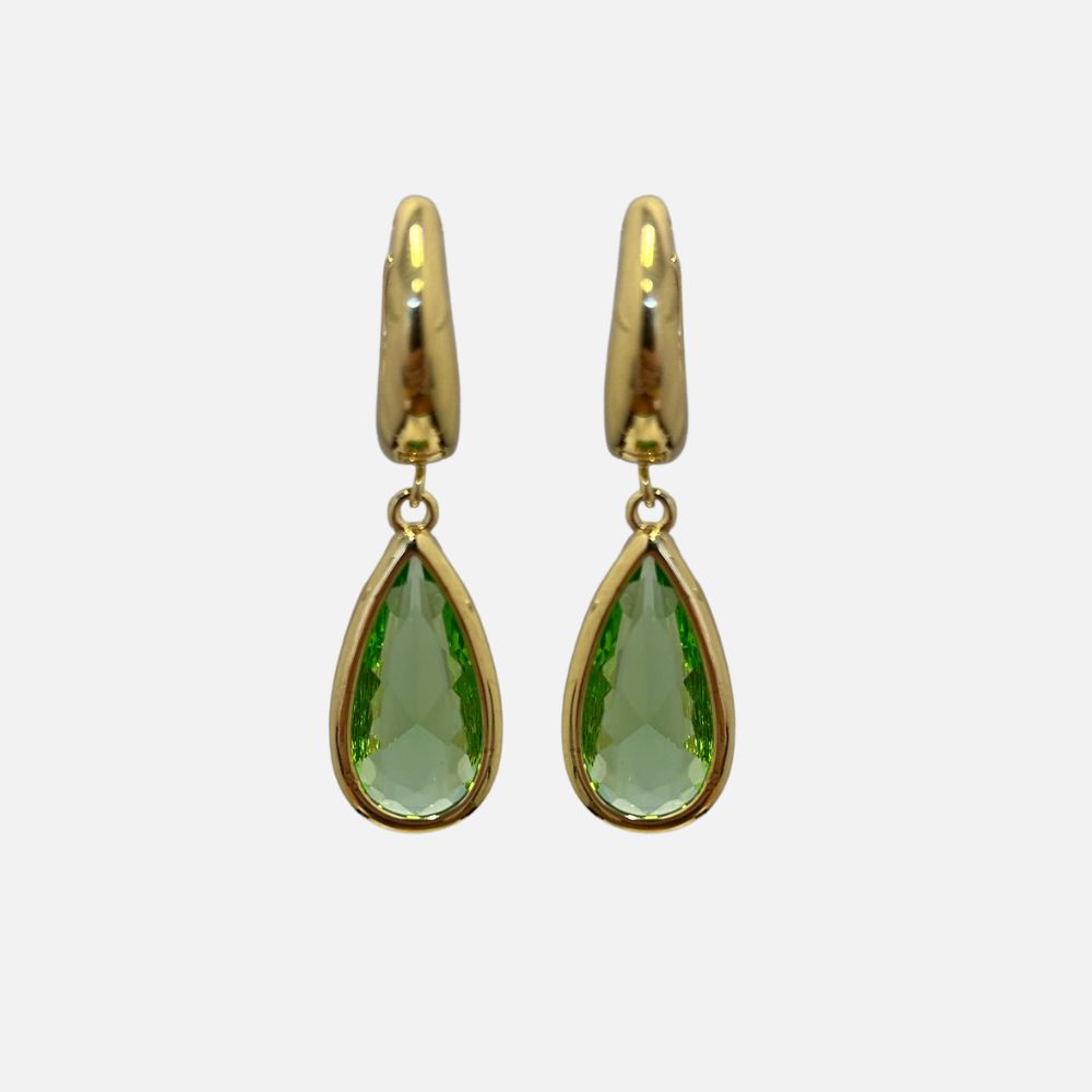Emerald Drop Hoops Earrings