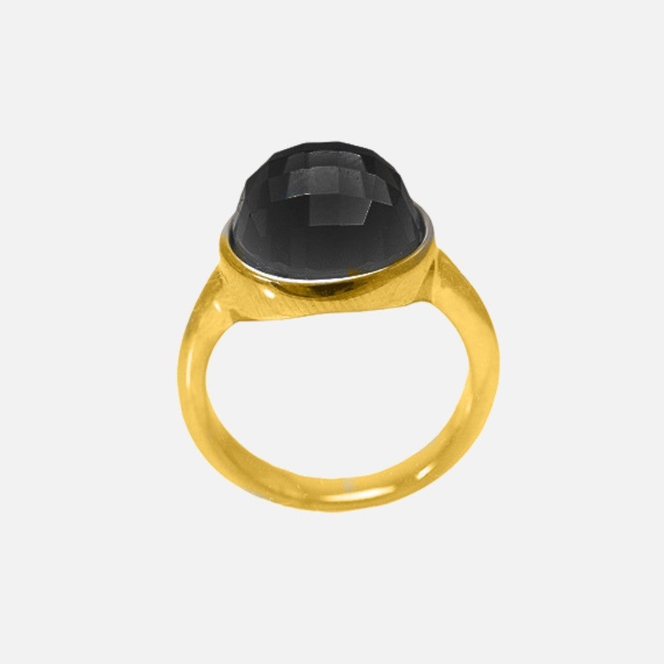 Golden Black Orb Ring Large