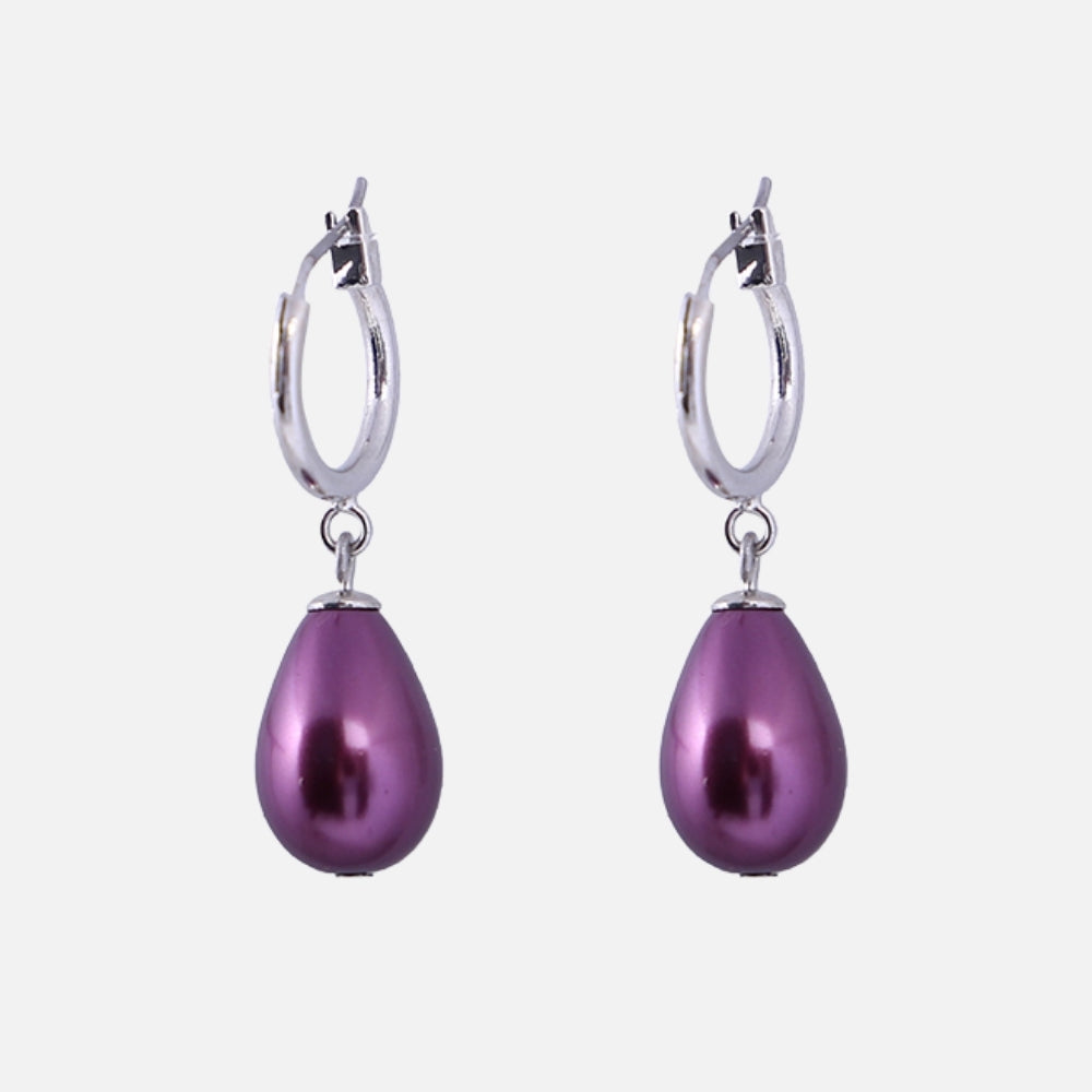 Purple Pearl Hoops