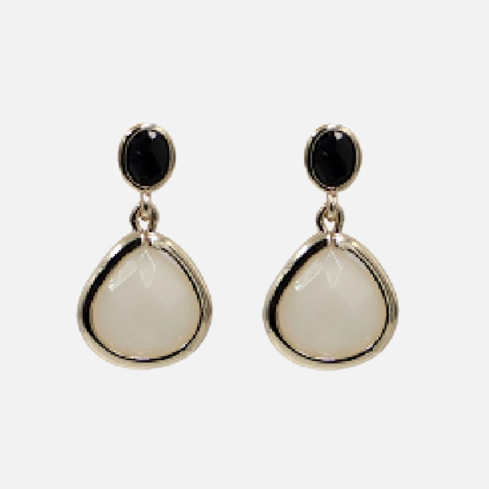 Black & Cream Drop Earrings