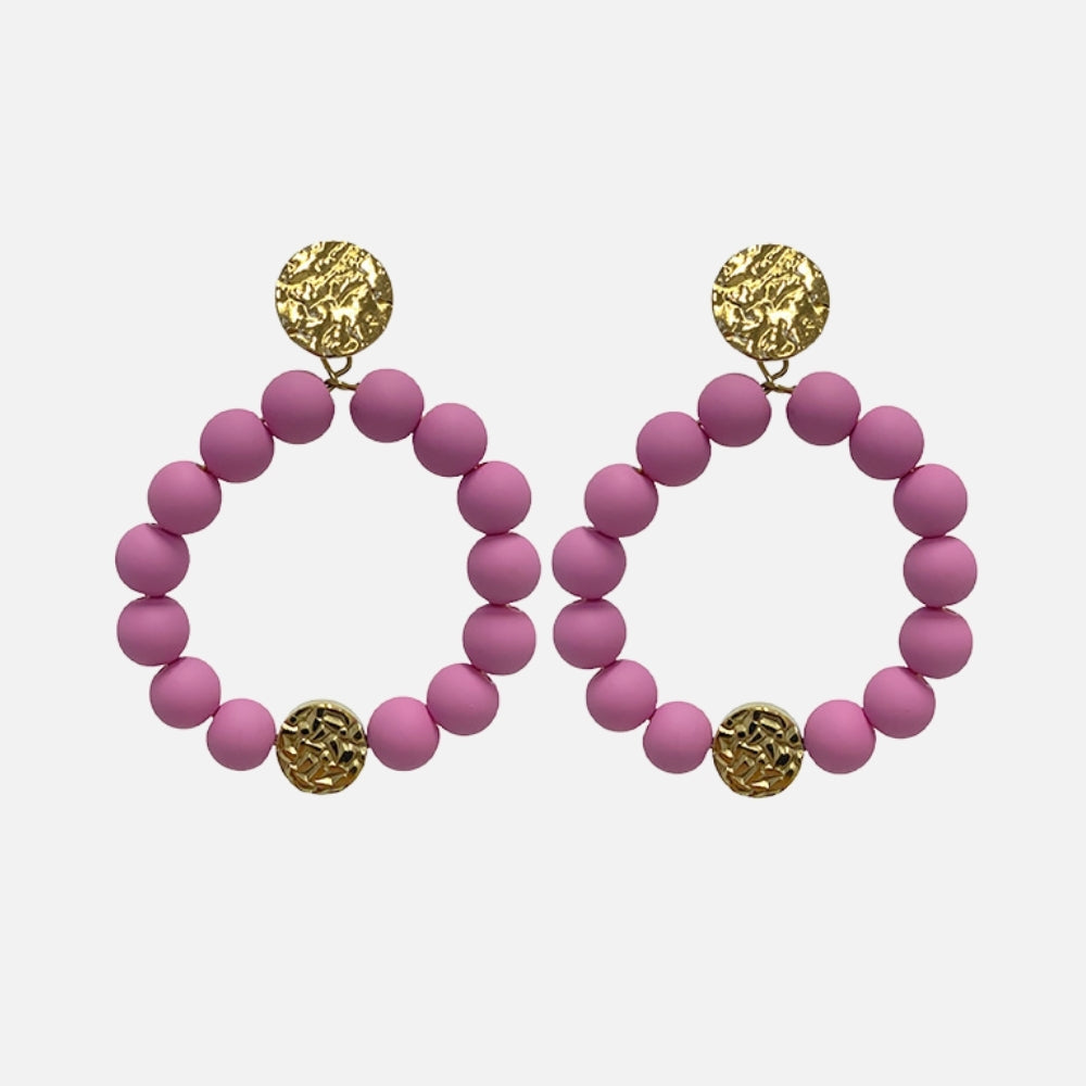 Berry Gold Beaded Earrings