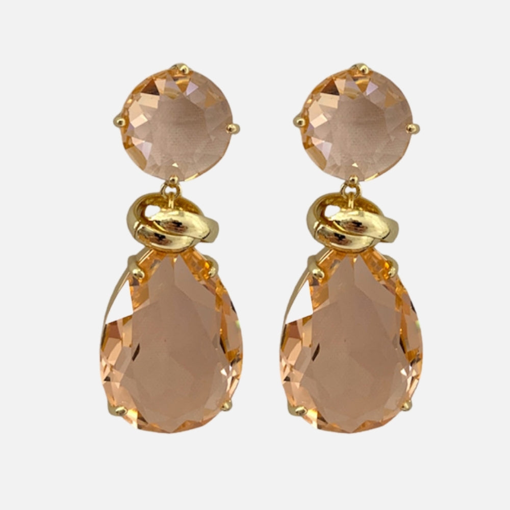 Peach Crystal Drop Earrings