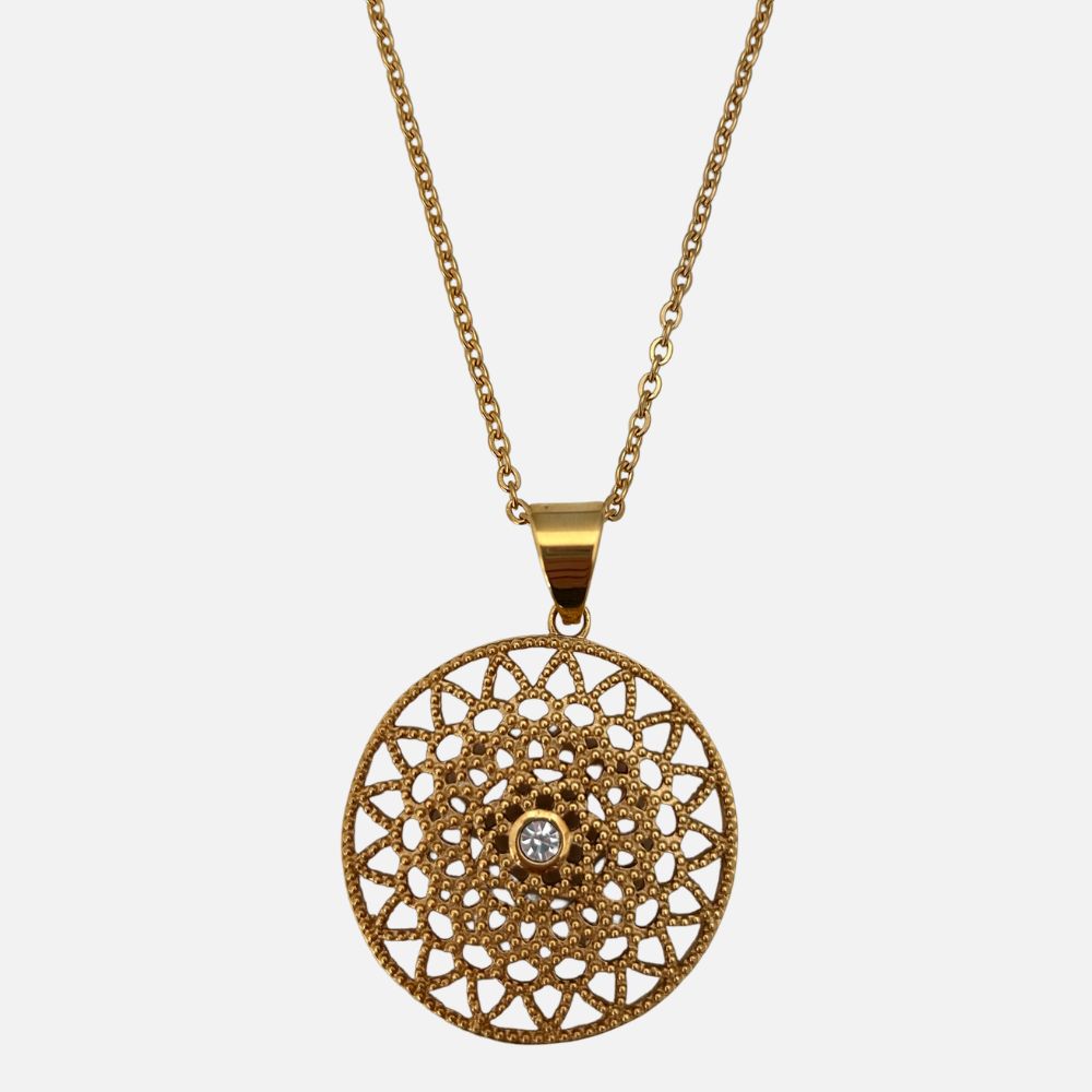 Golden Crystal Multi-Facet Necklace