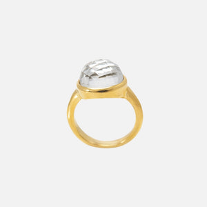 Golden crystal orb ring