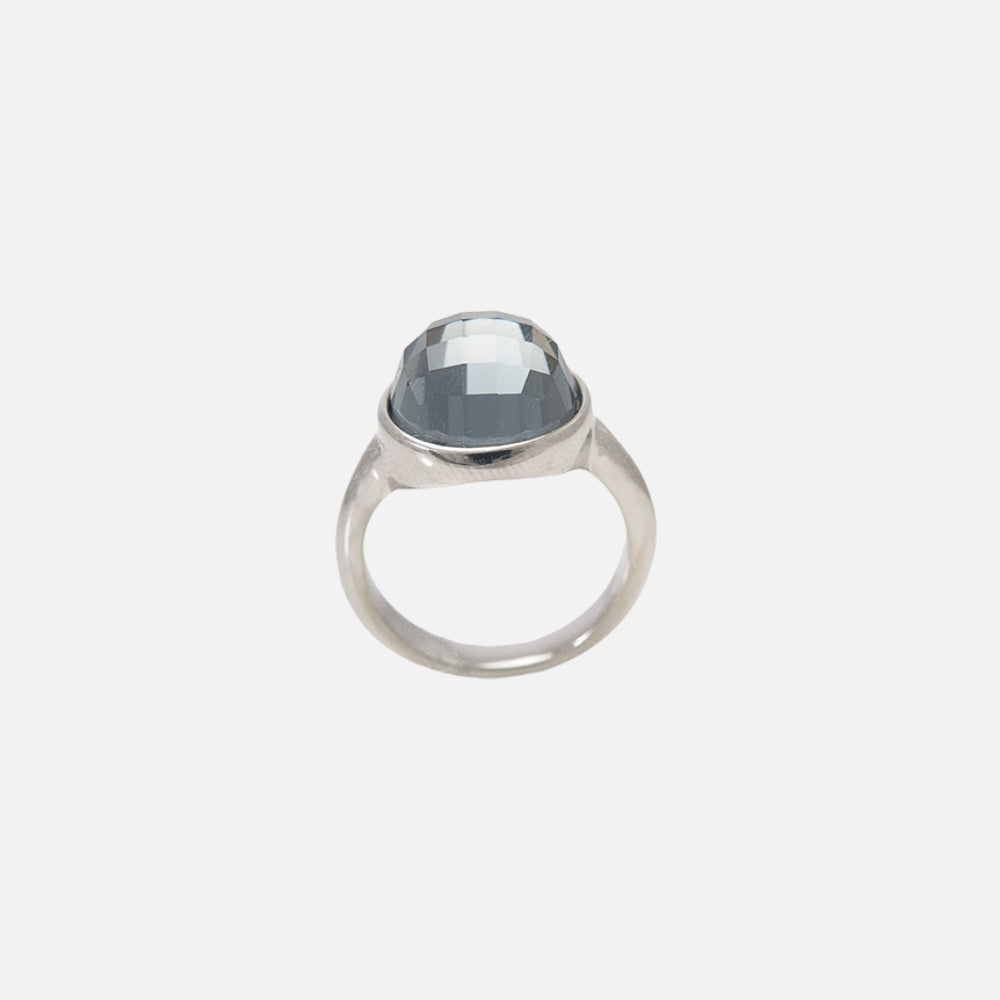 Silver diamond orb ring