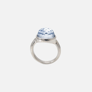 Silver sapphire orb ring