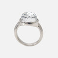Silver crystal orb ring large