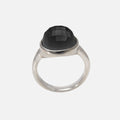 Silver black orb ring large