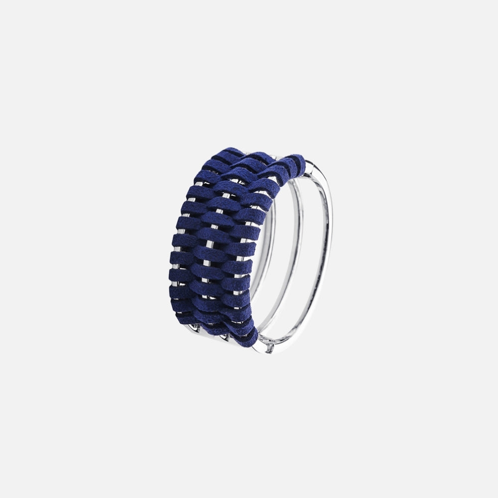 Indigo Weave Silver Bangle