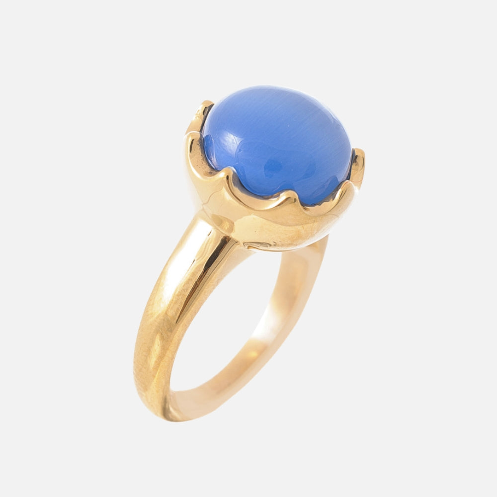 Amber Blue Orb Ring